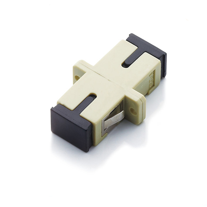 Multimode Single Core Fiber Optic Adapter SC Beige Plastic Flange